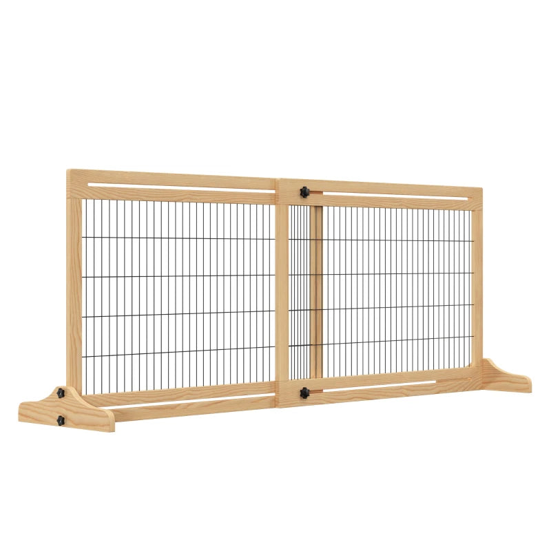 Adjustable Wood Pet Gate with Support Feet