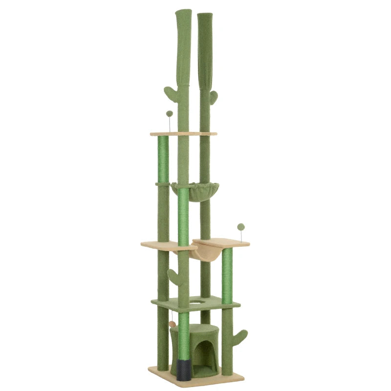 Green Tall Cat Tree – Floor-to-Ceiling Design