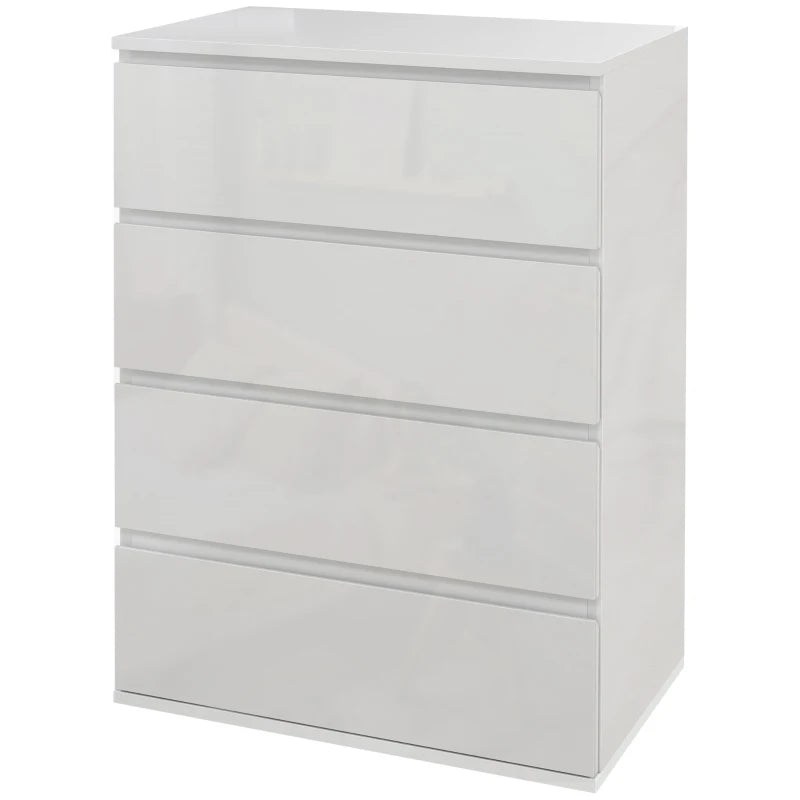 4-Drawer Dresser – High Gloss White Storage Cabinet for Bedroom