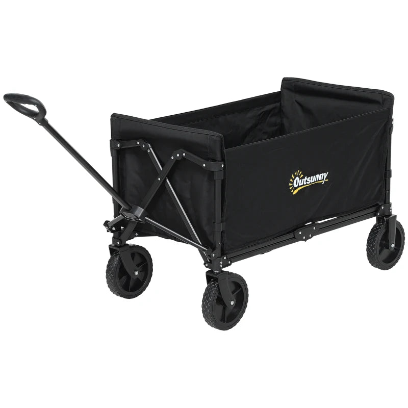 Heavy Duty 120L Folding Festival Trolley with Adjustable Handle and Rugged Wheels – Black