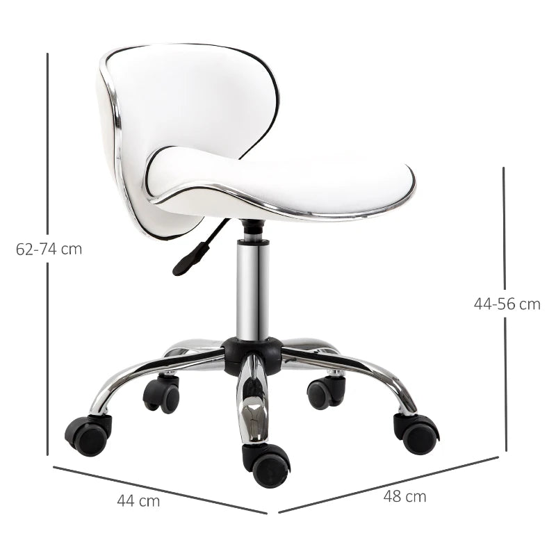 White Beauty Salon Stool – Swivel, Adjustable, Rolling