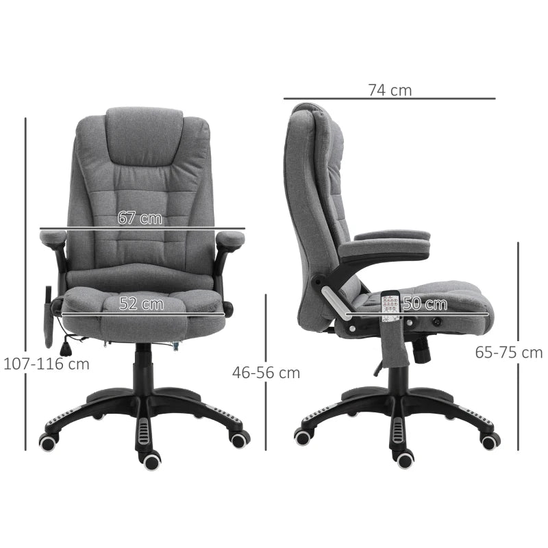 Grey Heated Massage Office Chair with Reclining & Swivel