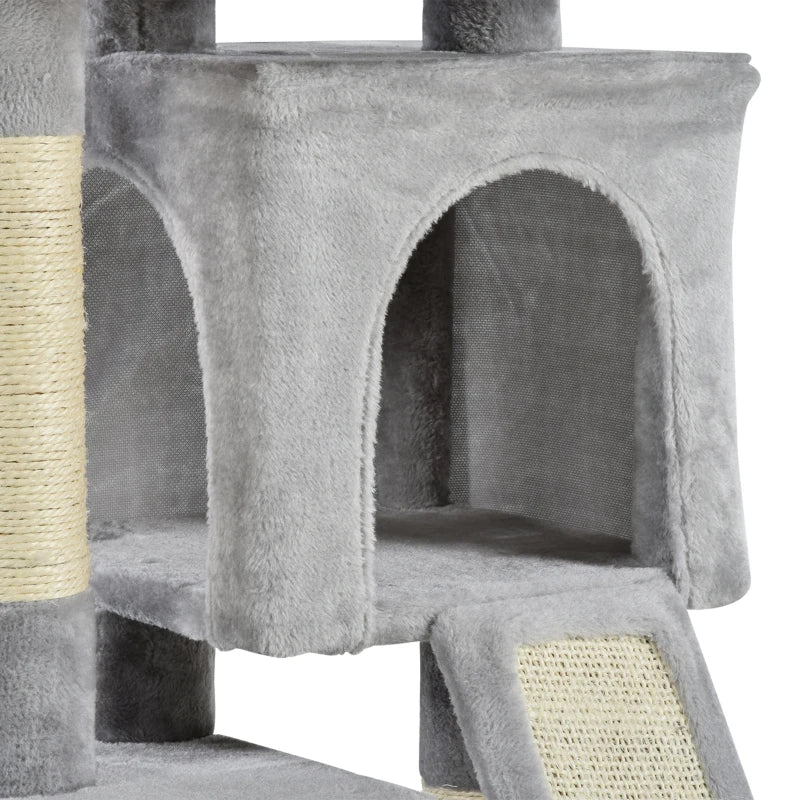 Grey Cat Tower with Scratching Post & Climbing Frame