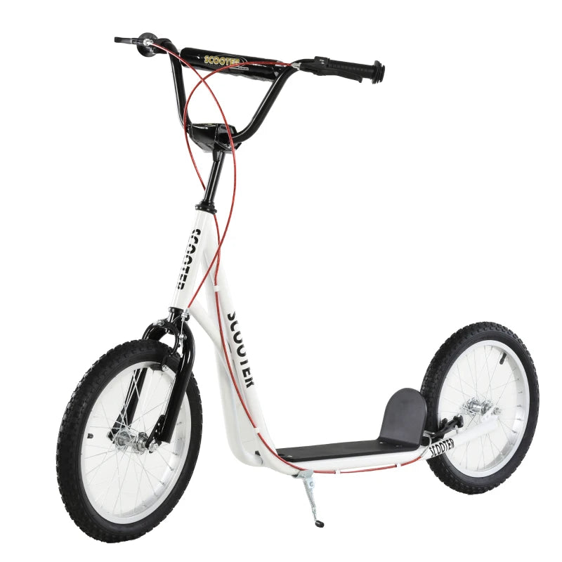 Children’s Kick Scooter with Height Adjustment, Safety Brakes, and Non-Slip Deck – White