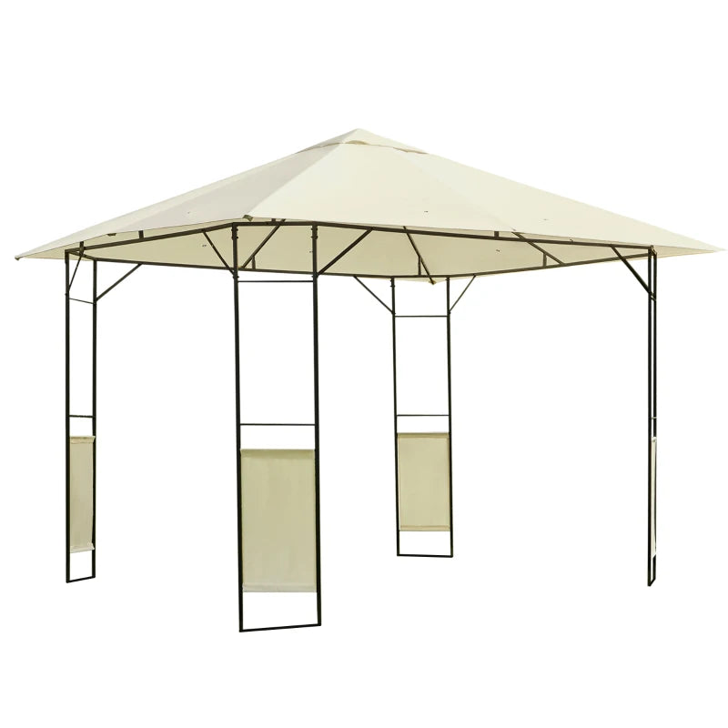 Cream Patio Garden Gazebo Marquee with Steel Frame and Water Resistant Canopy, 3x3m