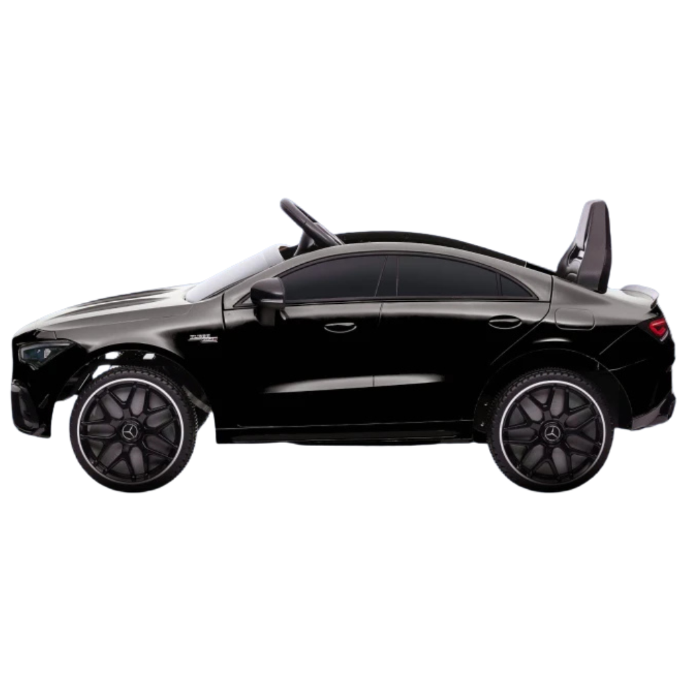 Black 12V Mercedes-Benz AMG CLA 45 Kids Ride-On Car with Suspension & Remote