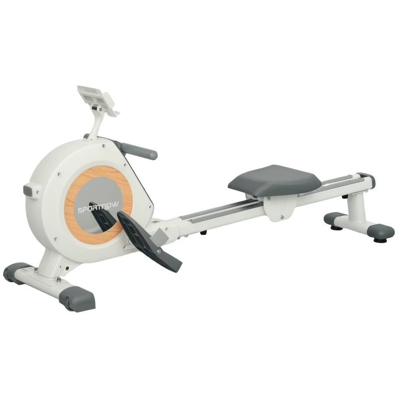 White Rowing Machine – 16 Levels, Phone Holder & LCD