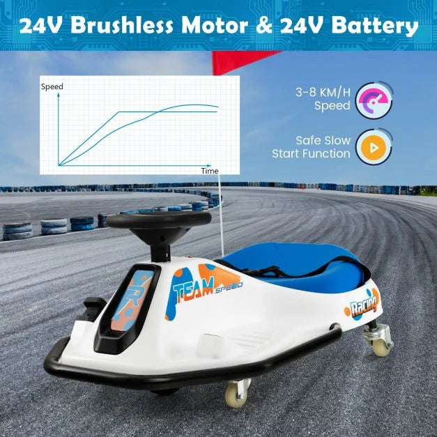 Electric Kids Drift Go Kart with 360° Spin, Wireless Connect & USB