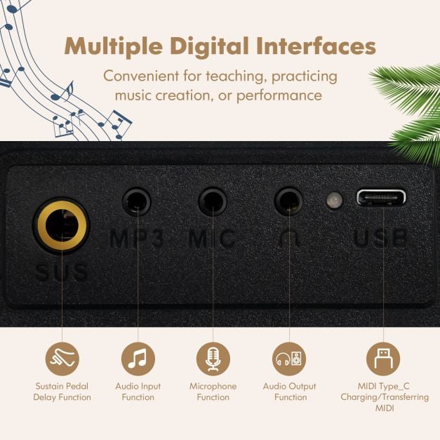 88-Key Electronic Keyboard with Storage Bag, Digital Piano for Kids and Adults