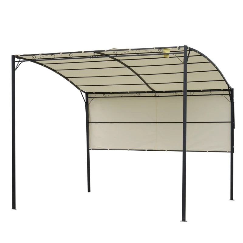 Metal Patio Gazebo with Extended Shelter & Awning – Cream White Sunshade, 3 x 2.5m
