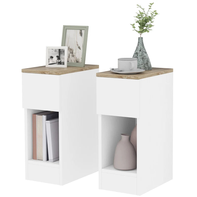 White Bedside Tables Set of 2 with Storage, Modern & Functional