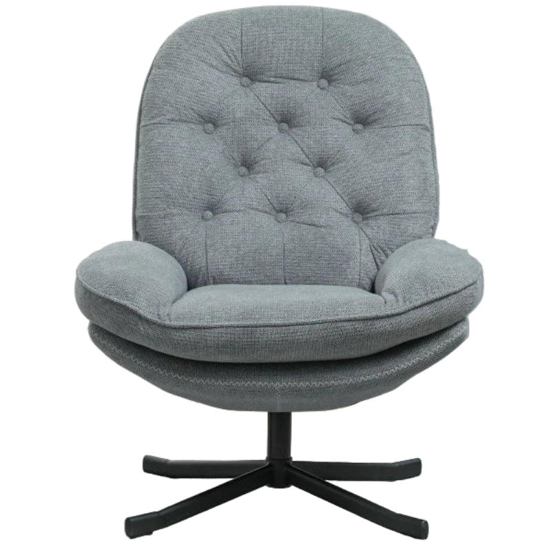 Grey Swivel Lounge Chair – Upholstered Armchair for Living Room Seating