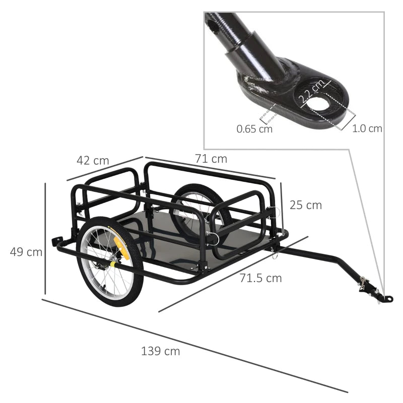 Black Steel Bike Cargo Trailer – Extra Storage Carrier