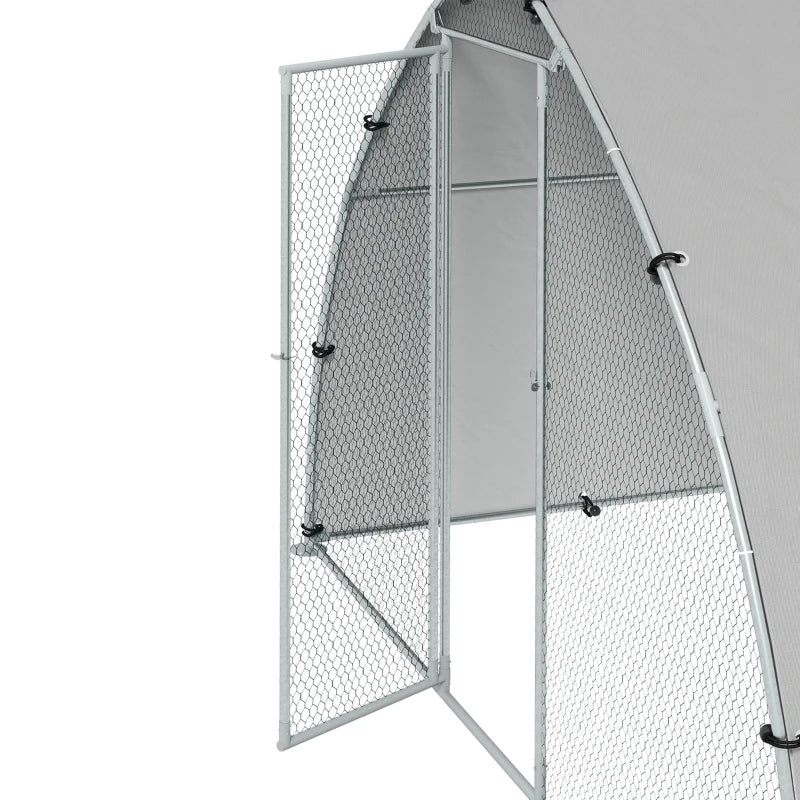 Galvanised Outdoor Chicken Coop with Cover – Silver