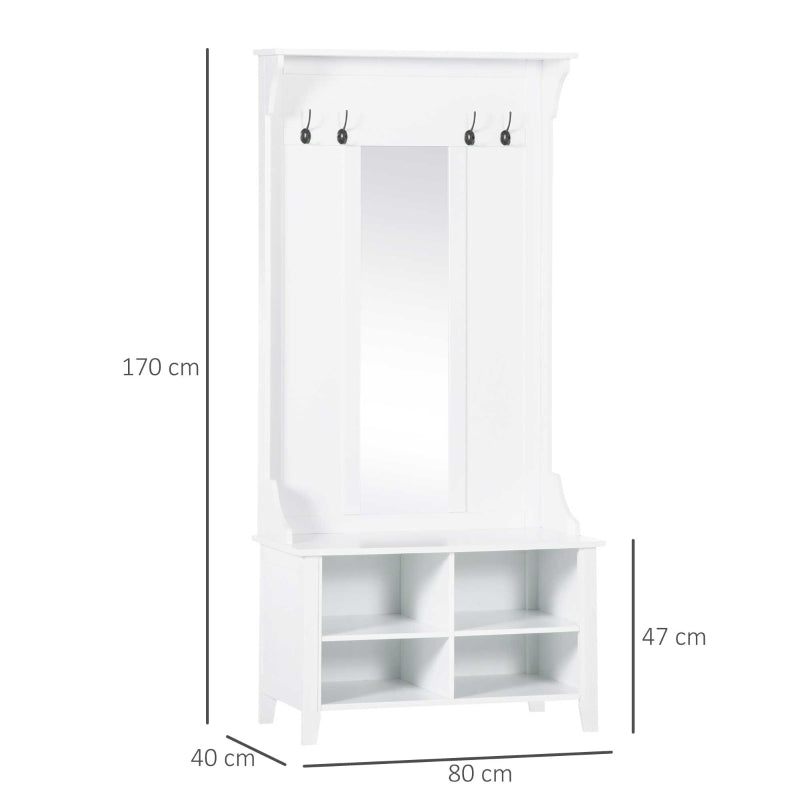 Shoe Storage Bench & Hallway Set with Mirror, Cabinet & Hooks
