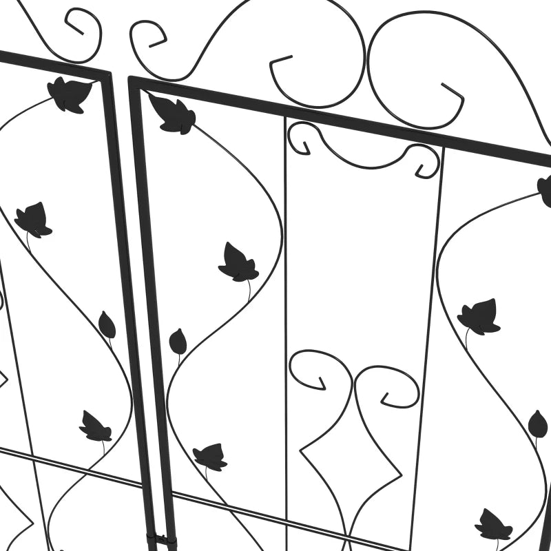 Garden Trellis Set of 2, Metal Climbing Plant Supports with Elegant Leaf Design