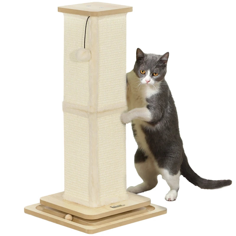 Cat Scratching Post with Ball Track – 67cm Oak