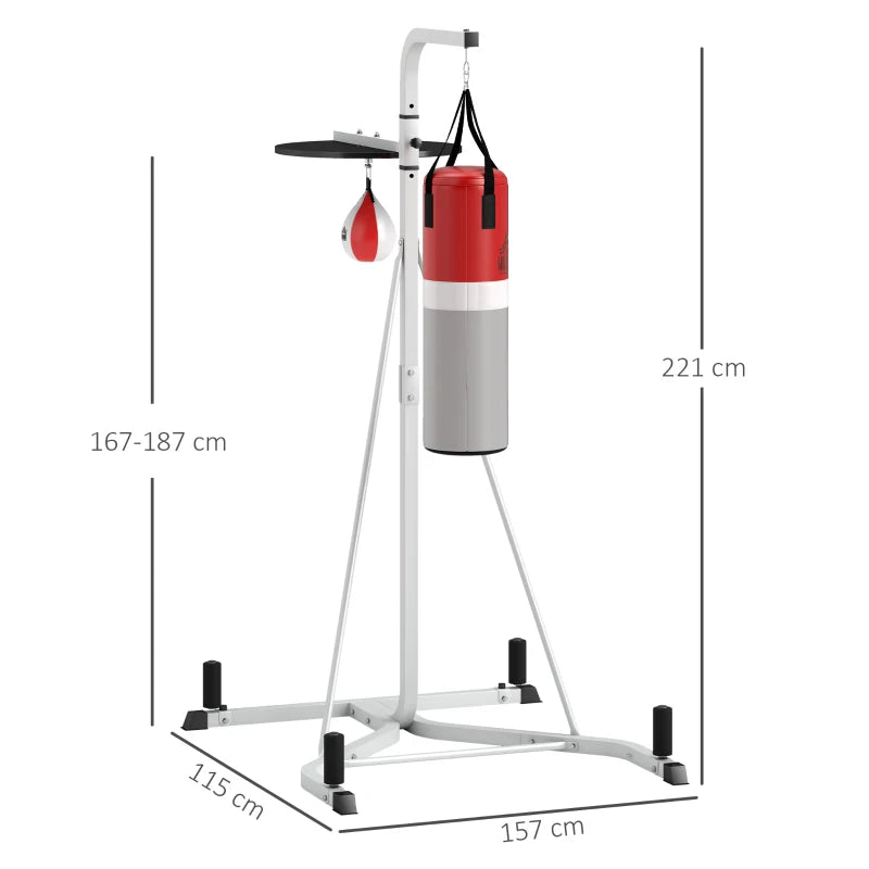 White Boxing Station – Punch Bag & Speed Ball Combo