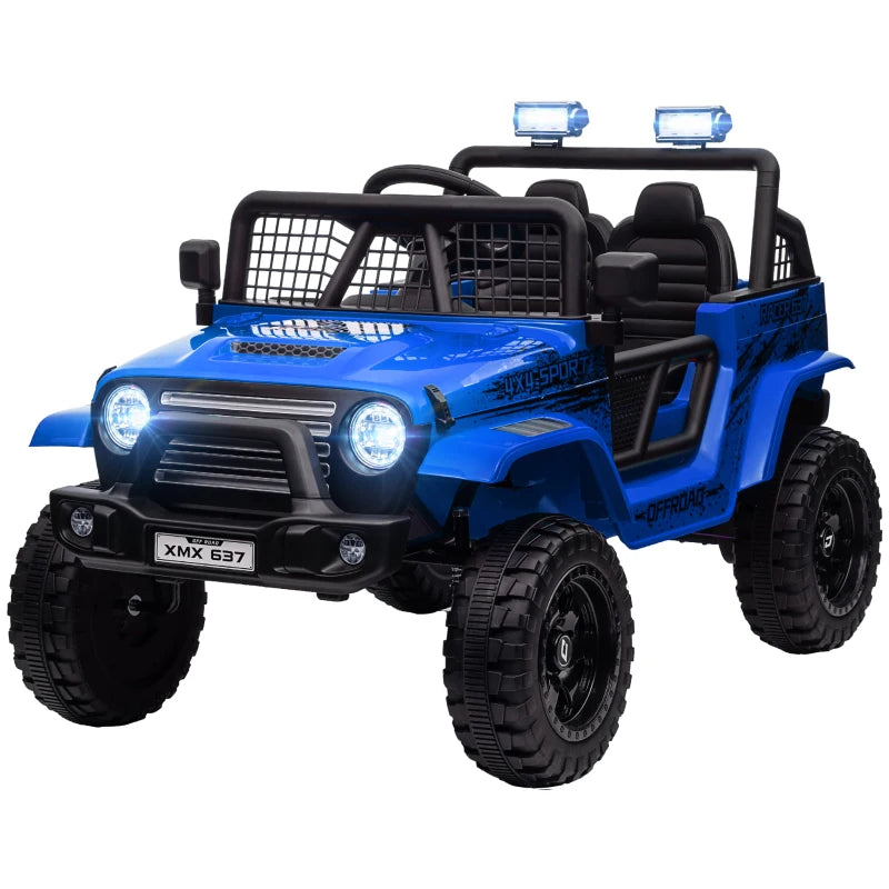 Battery Powered 12V Kids Ride-On Truck with Suspension, Remote & Music - Blue