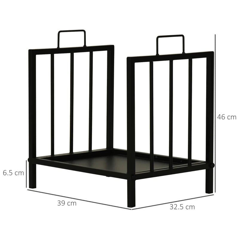 Durable Metal Firewood Log Holder with Handles for Indoor and Outdoor Use