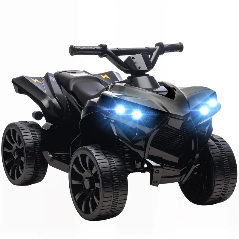 Ride-On Electric ATV for Boys & Girls with Lights and Music – 4-Wheeler, 6V, Black