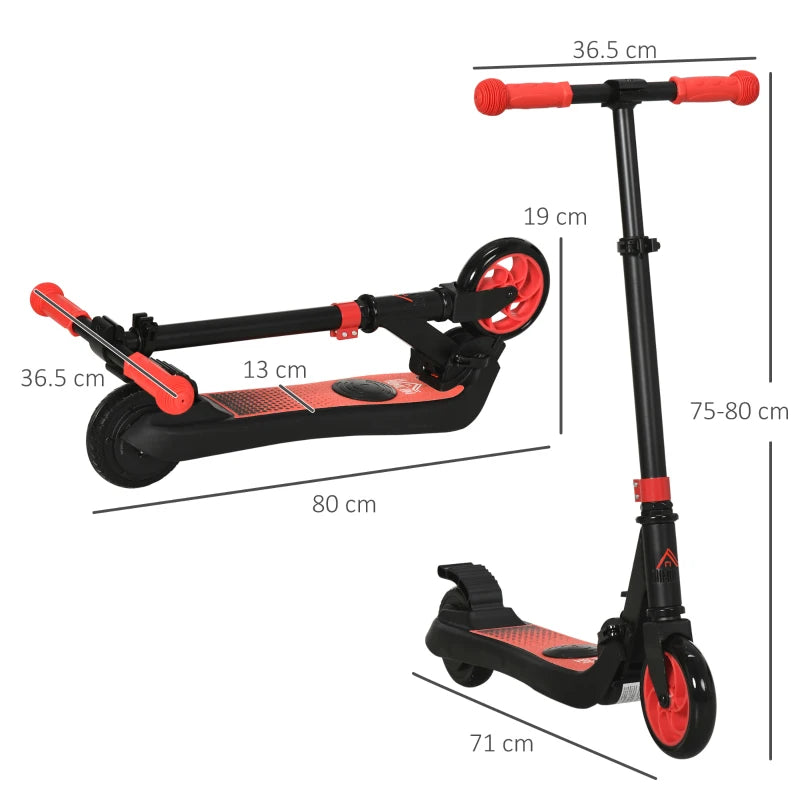 Folding Electric Scooter for Kids 6+ with Brake, 8km/h Max Speed – Red