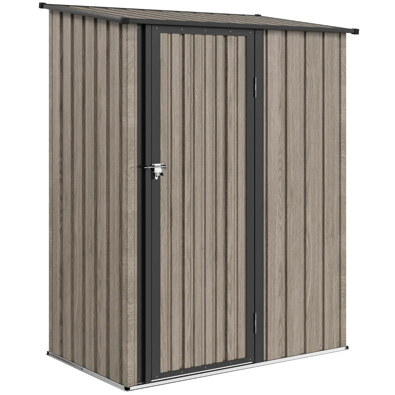 Durable Garden Shed with Lockable Door and Sloped Roof for Tool & Equipment Storage, Light Grey 5x3