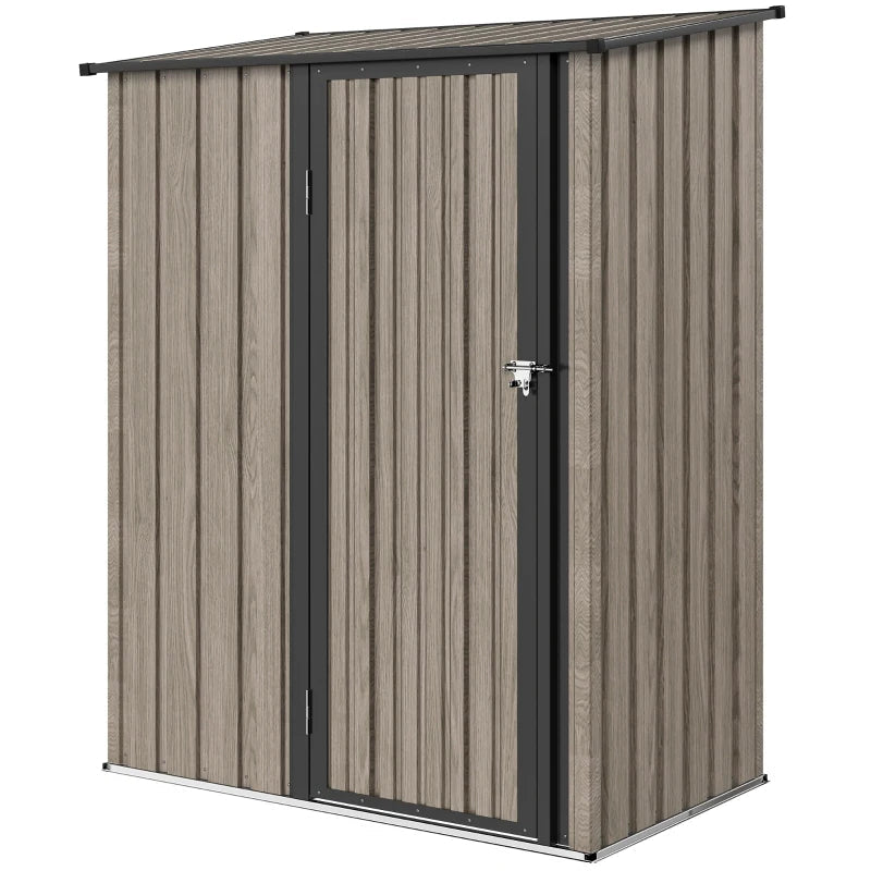 Durable Garden Shed with Lockable Door and Sloped Roof for Tool & Equipment Storage, Light Grey 5x3