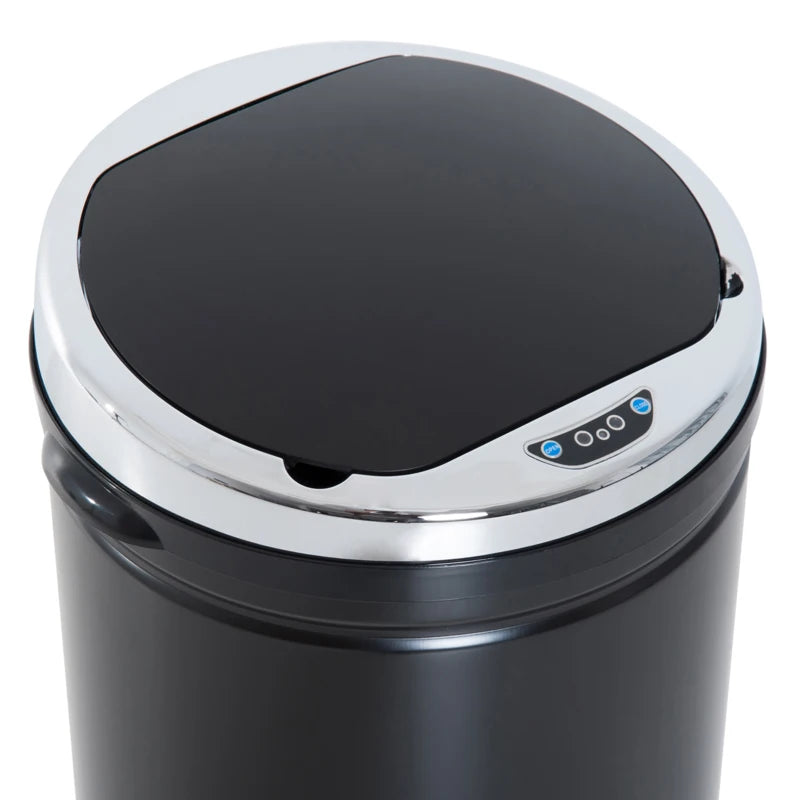 42L Touchless Sensor Trash Bin with Bucket, Black Stainless Steel