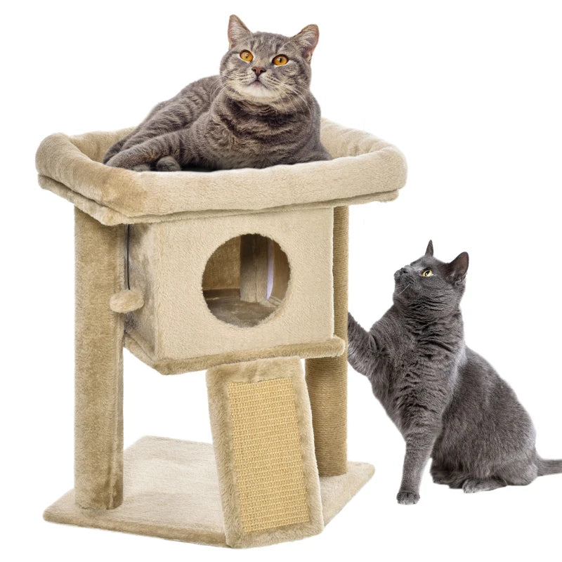 Coffee Cat Tree Tower with Toy Ball & Scratching Post