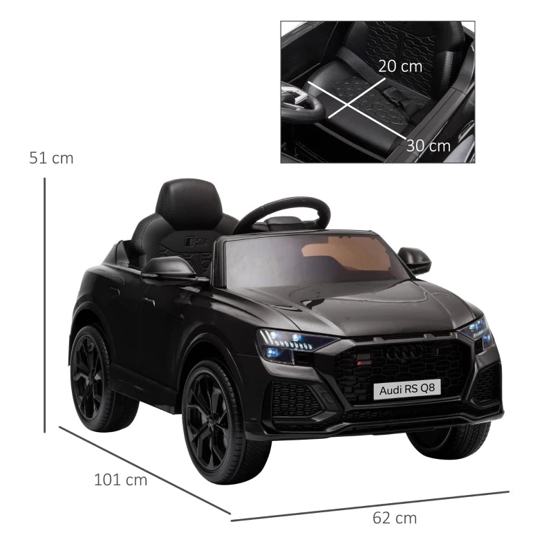 Kids 12V Licensed Audi RS Q8 Electric Ride-On Car with Remote Control – Black Model