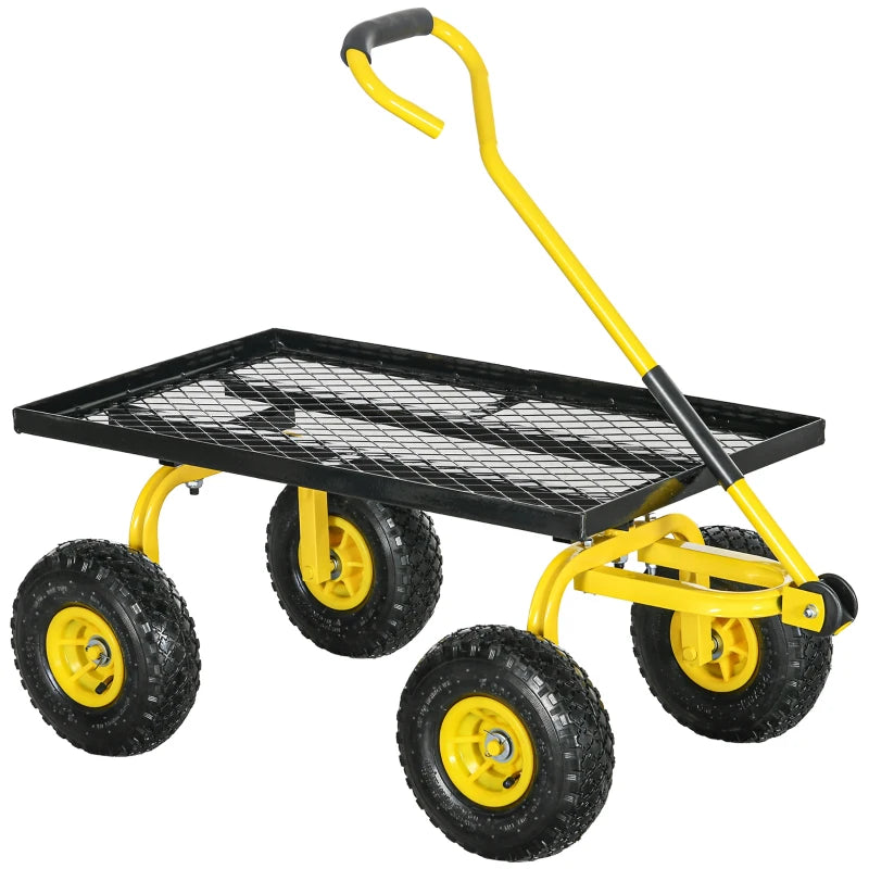 Durable Garden Trolley Cart with Rotating Handle, Pneumatic Wheels & 150kg Load Capacity
