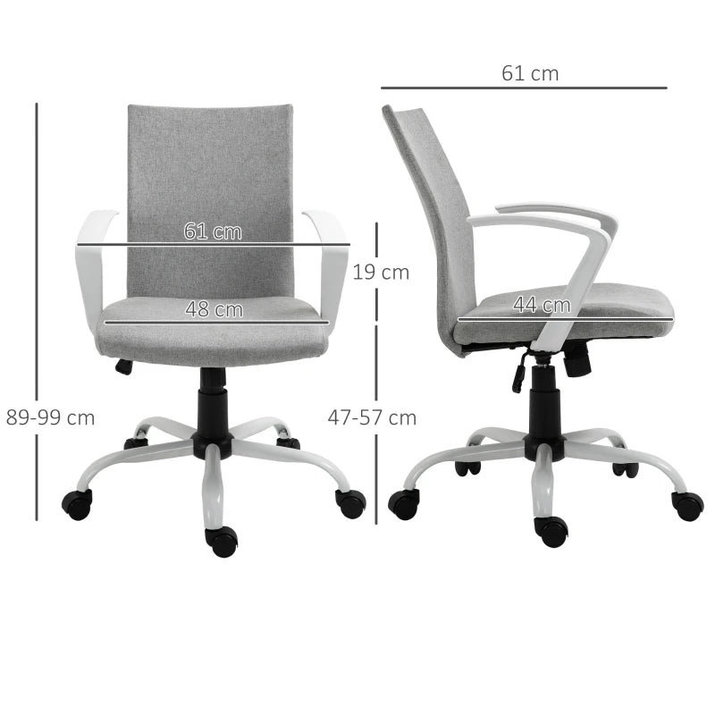 Home Office Task Chair – Linen, Armrest, Light Grey
