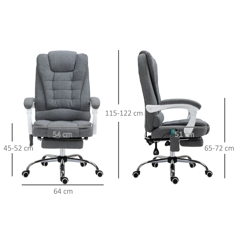 Grey Heated Massage Desk Chair with Footrest & High Back