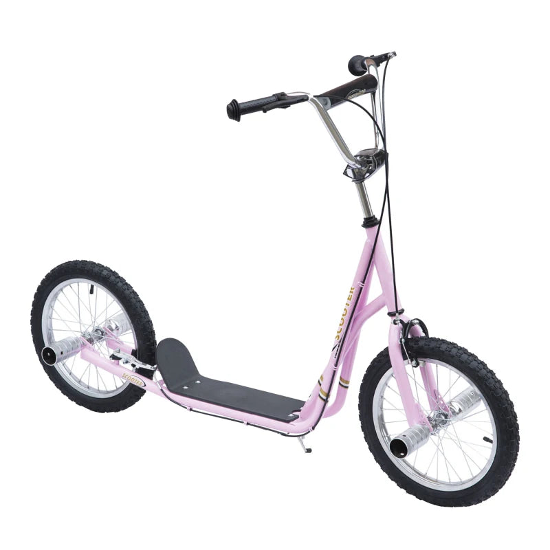 Kids Stunt Scooter with Large 16" Wheels, Adjustable Height & Dual Brakes – Pink