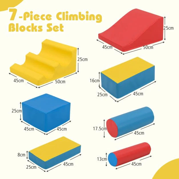 7-Piece Toddler Foam Climbing Blocks with Hook & Loop Fasteners