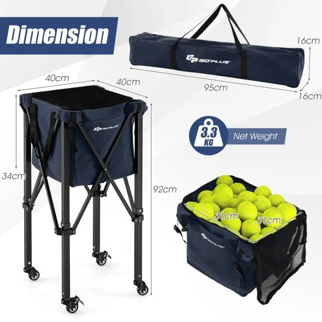 Foldable Aluminum Tennis Ball Hopper Cart with Wheels