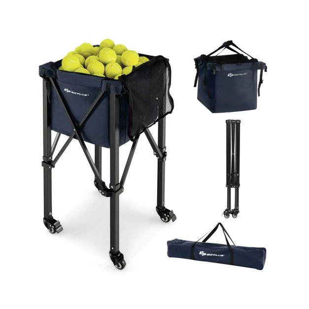 Foldable Aluminum Tennis Ball Hopper Cart with Wheels