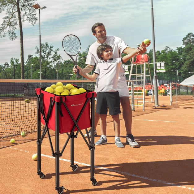 Foldable Aluminum Tennis Ball Hopper Cart with Wheels