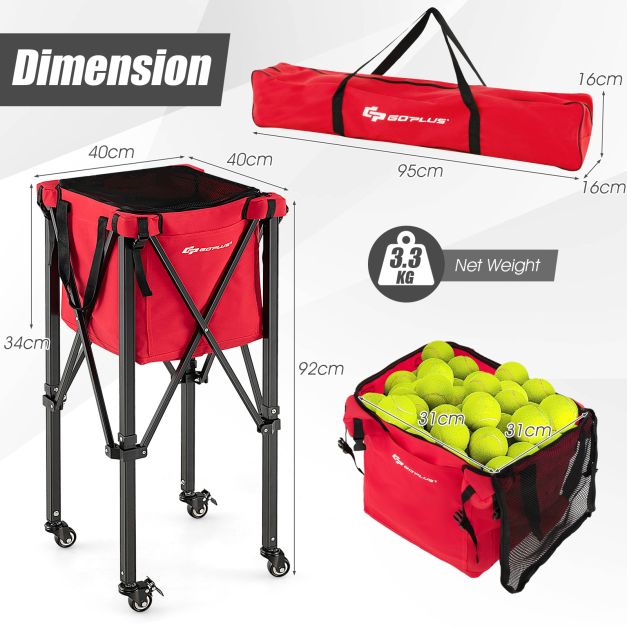Foldable Aluminum Tennis Ball Hopper Cart with Wheels