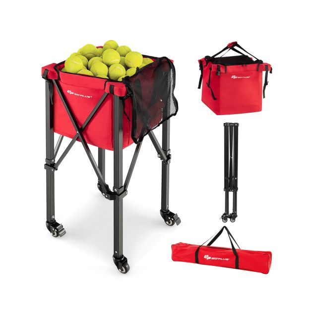 Foldable Aluminum Tennis Ball Hopper Cart with Wheels
