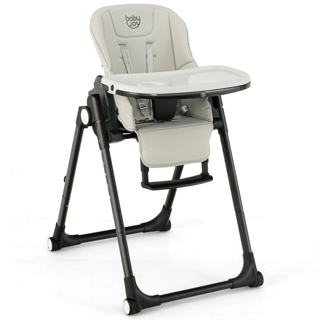 Adjustable 4-in-1 Foldable Baby High Chair with 6 Heights and 5 Recline Options