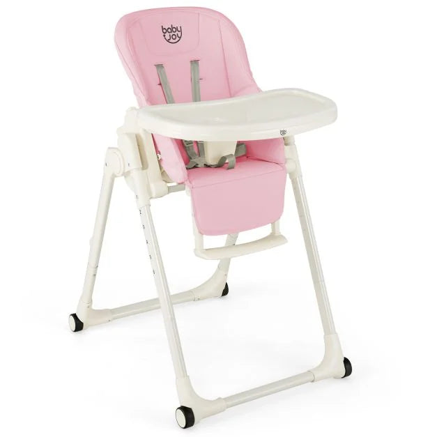 Adjustable 4-in-1 Foldable Baby High Chair with 6 Heights and 5 Recline Options