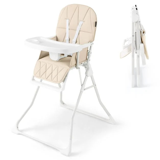 Foldable Baby High Chair Featuring Removable, Adjustable Tray for Comfort