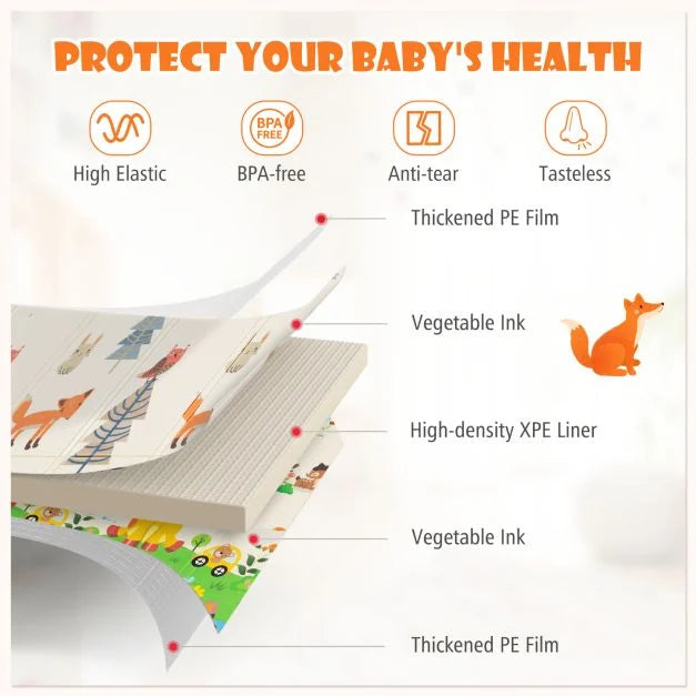 Extra Large Baby Floor Mat 200×180 cm with Carry Bag for Safe Play