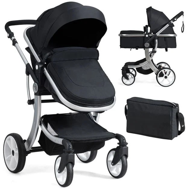 2-in-1 Foldable Baby Stroller with Rain Cover & Mosquito Net