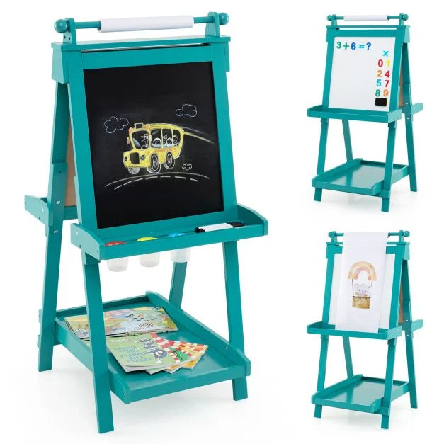 Kids 3-in-1 Double-Sided Foldable Art Easel for Drawing and Painting