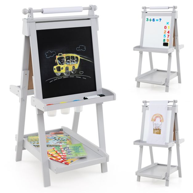 Kids 3-in-1 Double-Sided Foldable Art Easel for Drawing and Painting