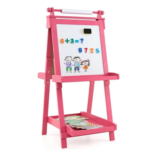 Kids 3-in-1 Double-Sided Foldable Art Easel for Drawing and Painting