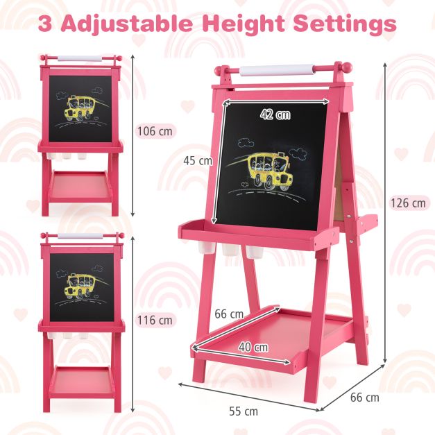 Kids 3-in-1 Double-Sided Foldable Art Easel for Drawing and Painting